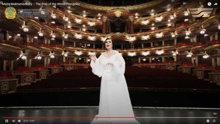 Screenshot from the Astana Opera performance of the Montserrat Caballe and Vangelis collaboration