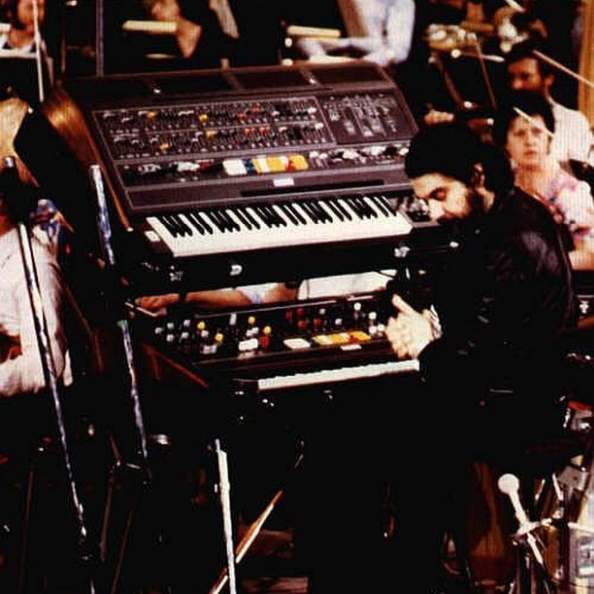 Vangelis with several Yamaha CS80 synthesizers